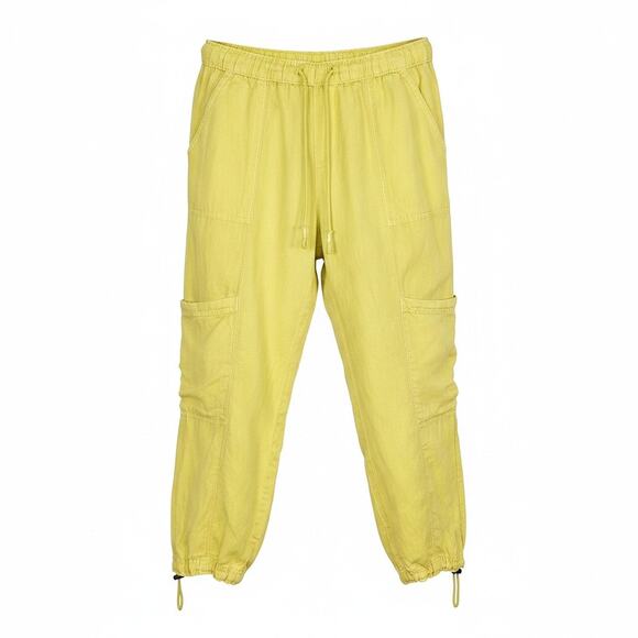 Nicole Miller Pants - Nicole Miller Linen Lyocell Cargo Jogger Pants Yellow Cropped Ankle L
